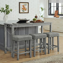 59 Inch Bar Table, Dining Table, Sofa Table with Power Outlet, 3 Upholstered Stools, 4 Piece Bar Table and Chair Set for Living Room, Dining Room, Kitchen by Montret