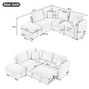 82.6" L-shaped Sectional Pull Out Sofa Bed Sleeper Sofa with Two USB Ports, Two Power Sockets and a Movable Storage Ottoman, Gray