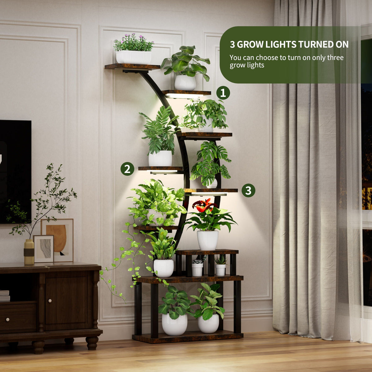 9 Tiered Indoor Plant Stand With 5 Adjustable Grow Lights, photo 25 of 29
