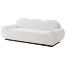 88 in. Round Arm Cloud Curved 3-Seater Modern Upholstered Chenille Sofa, Snow by HouseOfZazla
