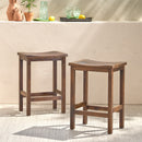 Outdoor Acacia Wood Counter Height Barstool Set of 2 by HouseOfZazla