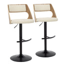 Cecina - Contemporary Adjustable Barstool With Swivel With Rounded T Footrest (Set of 2) - Black / Zebra / Cream by HouseOfZazla