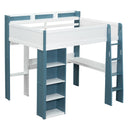Loft Bed With Built In Storage Shelves, Clothes Rail, And Desk by HouseOfZazla