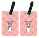 Checkerboard Pink Italian Greyhound Luggage Tag