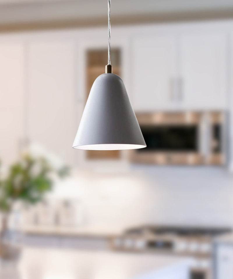 MoDRN 7"W 1-Light Scandinavian Mini-Pendant Light Fixture, White Metal Finish