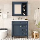Bathroom Vanity With Top Sink, 2 Doors And 3 Drawers, Freestanding Set With Mirror Cabinet by HouseOfZazla