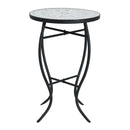 Outdoor Round Side Table With Mosaic Style Top And Curved Iron Legs