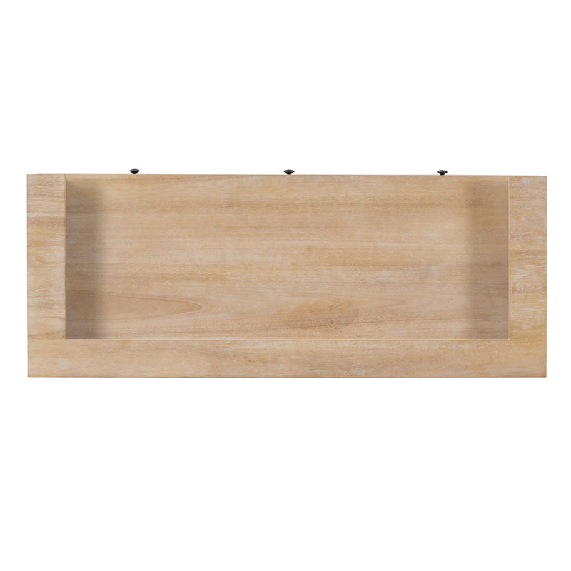 4-piece Dining Bar Table Set with 3 Upholstered Stools, Multifunctional Dining Table with 3 Drawers (Natural Wood Wash)