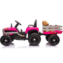 Ride on Tractor with Trailer,24V Battery Powered Electric Tractor Toy, 200wx2motor 1.86-4.97MPH/Remote Control,electric car for kids,Three speed adjustable,USB,MP3, Bluetooth,LED light, safety belt