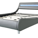 Queen Size Upholstered Platform Bed Frame with LED Lighting