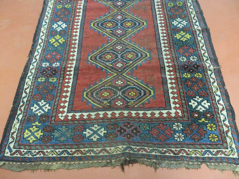 3' X 6' Antique 1920s Handmade Caucasian Karabagh Ganjeh Talesh Wool Rug Nice