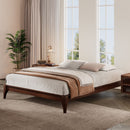 Queen Size Platform Bed Frame With Wood Slat And Metal Support - Chocolate by HouseOfZazla