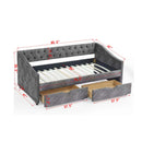 Upholstered Tufted Daybed With 2 Drawers, Waved Arms by HouseOfZazla
