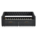 Upholstered Tufted Daybed With 2 Drawers, Waved Arms by HouseOfZazla