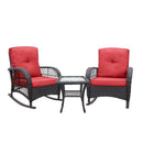 3 Pieces Outdoor Wicker Rocker Patio Bistro Set by HouseOfZazla