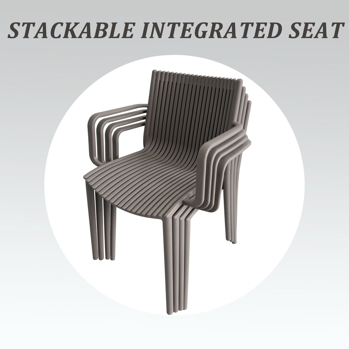 4 Modern Stackable Plastic Armchair Matched With Round Table, photo 23 of 31
