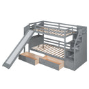 Bunk Bed With Storage Staircase, Slide, Desk, Drawers, And Shelves by HouseOfZazla