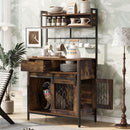 Furniture Style 2 In 1 Pet Friendly Dog Crate Composite Desk Hutch - Rustic Brown by HouseOfZazla