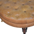 Buffalo - Round Ottoman With Castor Legs - Brown by Unique Piece Furniture