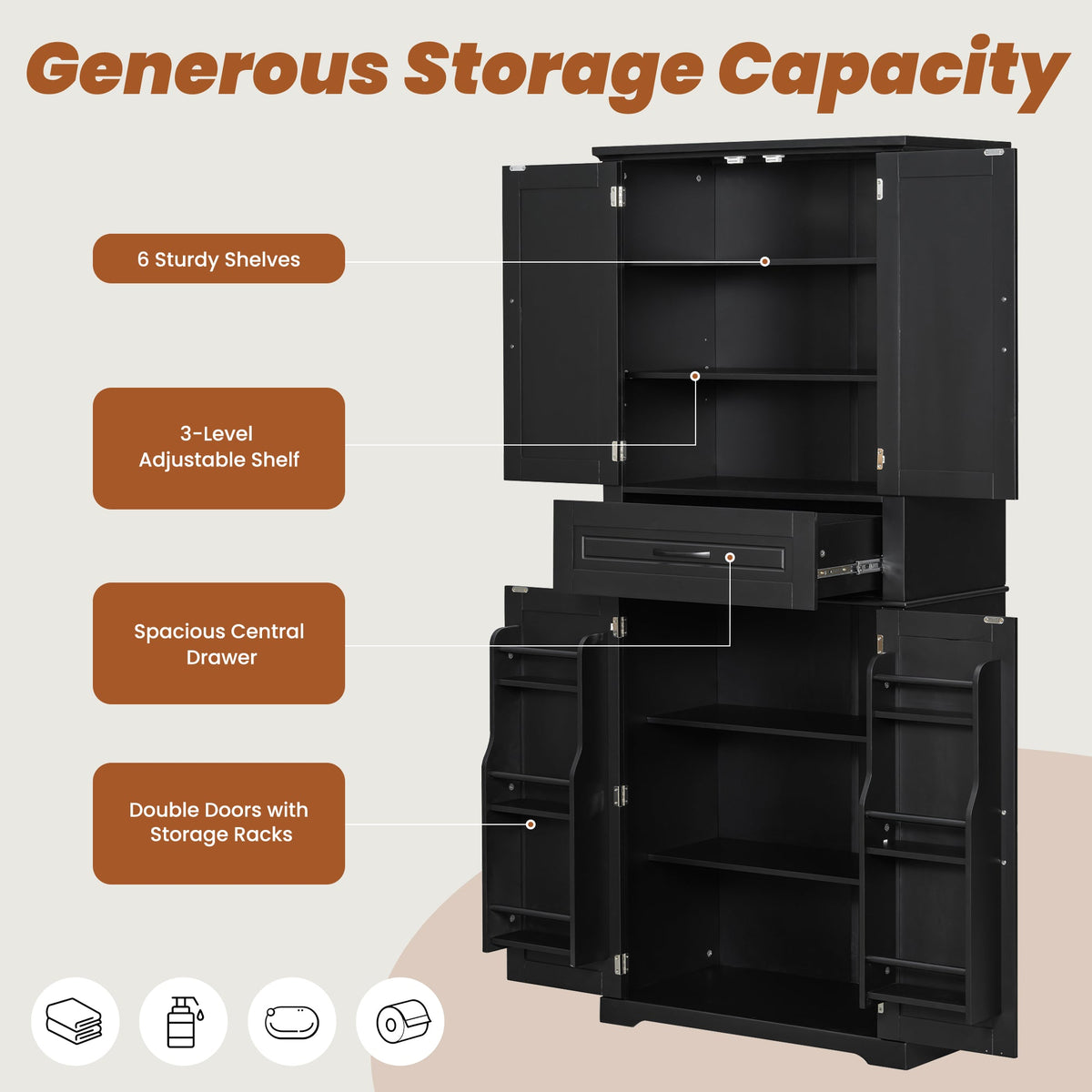 Bathroom Storage Cabinet with Multi-Functional Storage Space, photo 5 of 10