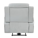 Elonzo - Power Motion Recliner With LED, Power Headrest & Speaker - Light Gray by Unique Piece Furniture
