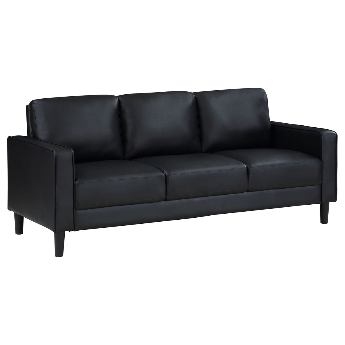 Ruth 2-piece Upholstered Track Arm Sofa Set Black, photo 7 of 7