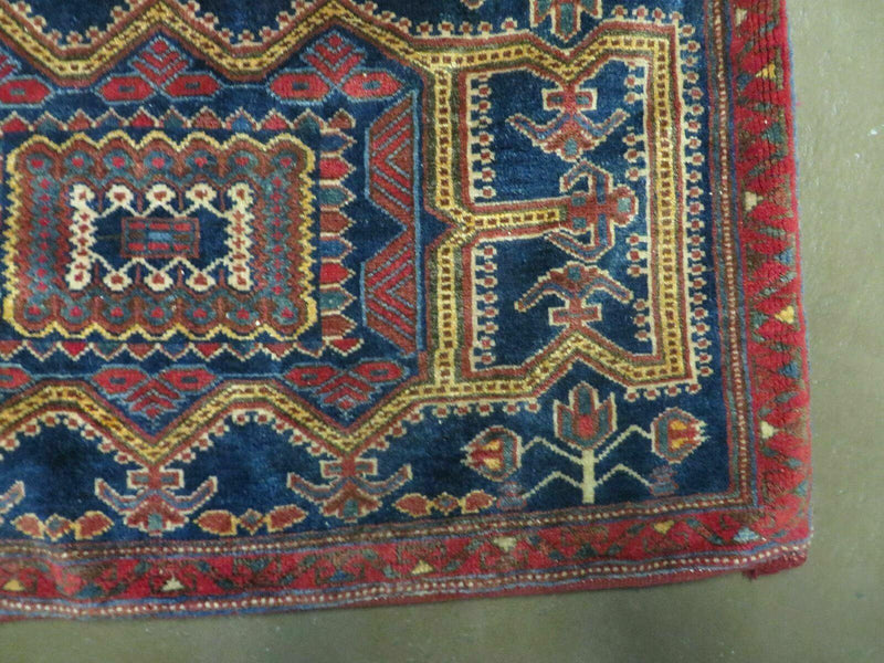 3' X 4.5' Antique Handmade Turkish Tribal Wool Rug Double Saddle Bag Nice