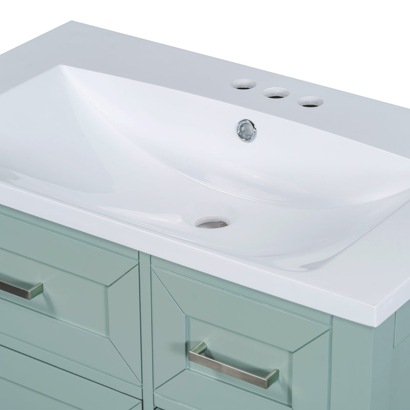 30" Bathroom Vanity with Sink Combo, Green Bathroom Cabinet with Drawers, Solid Frame and MDF Board