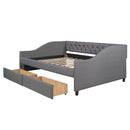 Upholstered Daybed With Two Drawers, Wood Slat Support by HouseOfZazla