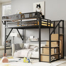 Loft Bed With Stairs, Storage Shelves, Wardrobe