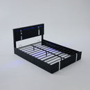 Upholstered Platform Bed Frame With Adjustable LED Headboard, USB C-Charging, Hydraulic Lift by Unique Piece Furniture