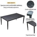 Outdoor Patio Dining Table With Tapered Feet & Umbrella Hole