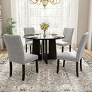 5 Piece Round Dining Table Set, Modern Table And 4 Upholstered Chairs For Dining Room by HouseOfZazla