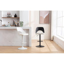 Bar Stools Set of 2 Modern Black PU Counter Height Barstool, High Padded Swivel Adjustable Barstools with Back for Bar Counter and Kitchen Island