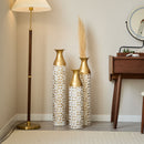 Mother's Day Gift Set Gilded White 3D Relief Flower Metal Vase Set - White / Gold by Unique Piece Furniture