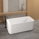 Rectangle Linear Freestanding Soaker Tub With Pop Up Drain, Double Wall Insulated Construction - Gloss White by HouseOfZazla