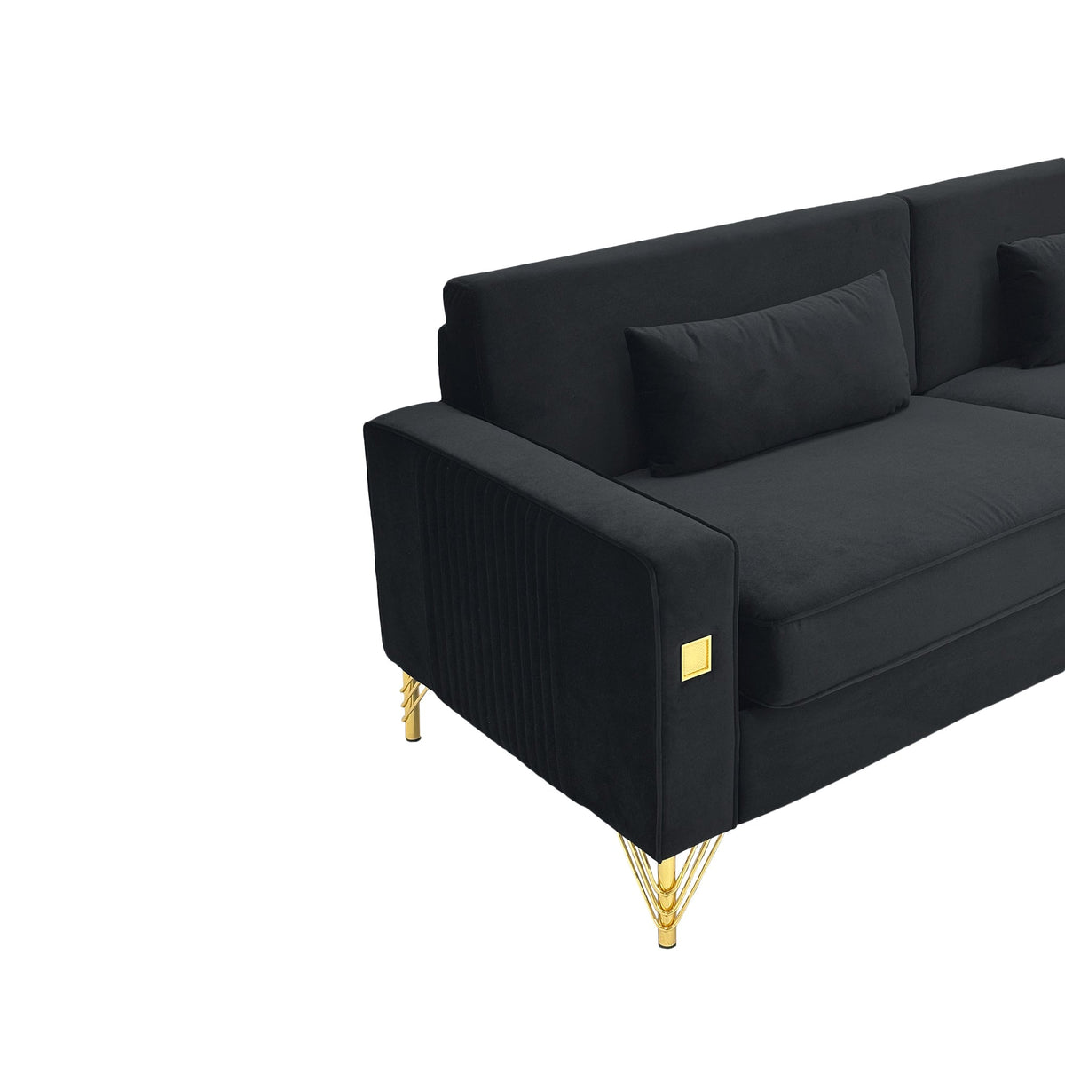 Black Velvet 2-Piece Sofa Set, photo 8 of 10