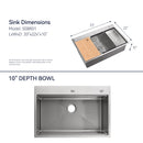 Stainless Steel Kitchen Sink, 33"x22" Single Bowl, Overmount Handmade Sink in Brushed by HouseOfZazla