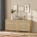 3 Drawers Rattan Storage Cabinet Rattan Drawer, For Bedroom, Living Room, Dining Room, Hallways (Set of 2) - Oak by HouseOfZazla
