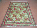 5' X 6' Antique Handmade India Floral Oriental Wool Rug Roses Flowers Traditional Contemporary Design