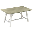 6 Piece Dining Table Set Wood Dining Table and chair Kitchen Table Set with Table, Bench and 4 Chairs, Rustic Style, White+Gray