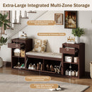 Entryway Storage Bench With Cushion, Drawers & Open Shelves by HouseOfZazla