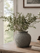 D10.2x8.9" Cross-Hatch Terracotta Vase