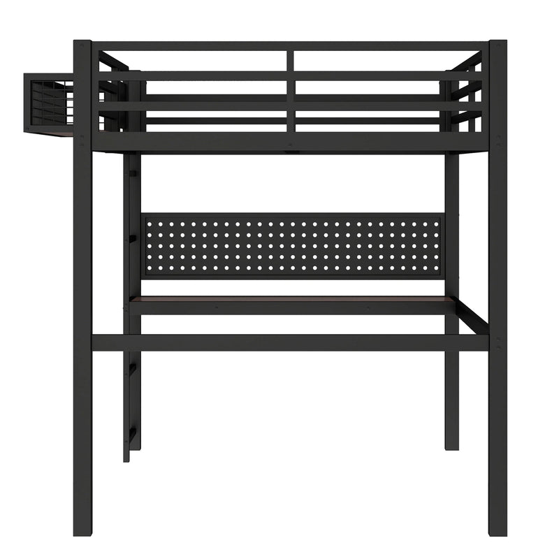 Full Size Loft Bed Frame with Desk and Charging Port, photo 9 of 10