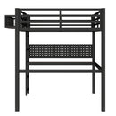 Full Size Loft Bed Frame with Desk and Charging Port