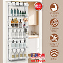 Over The Door Pantry Organizer 6-Tier Pantry Door Organizer Carbon Steel 110LBS Loading Easy Install Behind Door Storage For Closet Kitchen Bathroom 5