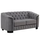 64" Velvet Upholstered Loveseat Sofa, Modern Loveseat Sofa with Thick Removable Seat Cushion, 2-Person Loveseat Sofa Couch for Living Room, Bedroom, or Small Space, Gray