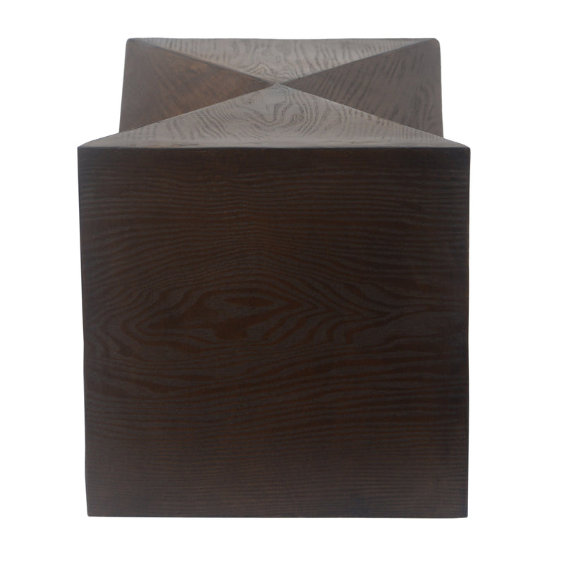 14.25' Natural Wood Grain Finish Prismatic Symmetry Concrete Outdoor Side Table with Symmetric Design – Weather-Resistant Accent for Patio, Garden, or Balcony