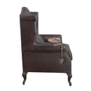 Pino - Vintage Top Grain Leather Accent Chair With 1 Toss Pillow - Brown by HouseOfZazla