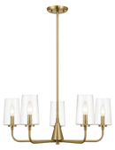 Dazzle Five Lights Chandelier With Clear Seeded Glass - Satin Brass